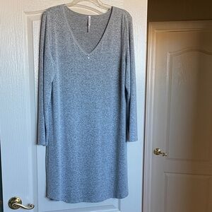 Soma Gray Long Sleeve V-Neck Sleep Dress